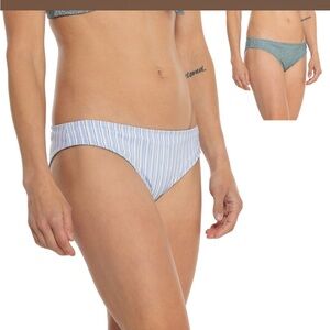New! prAna Gemma Reversible Bikini Bottoms - UPF 50+ Size Large Striped Dots